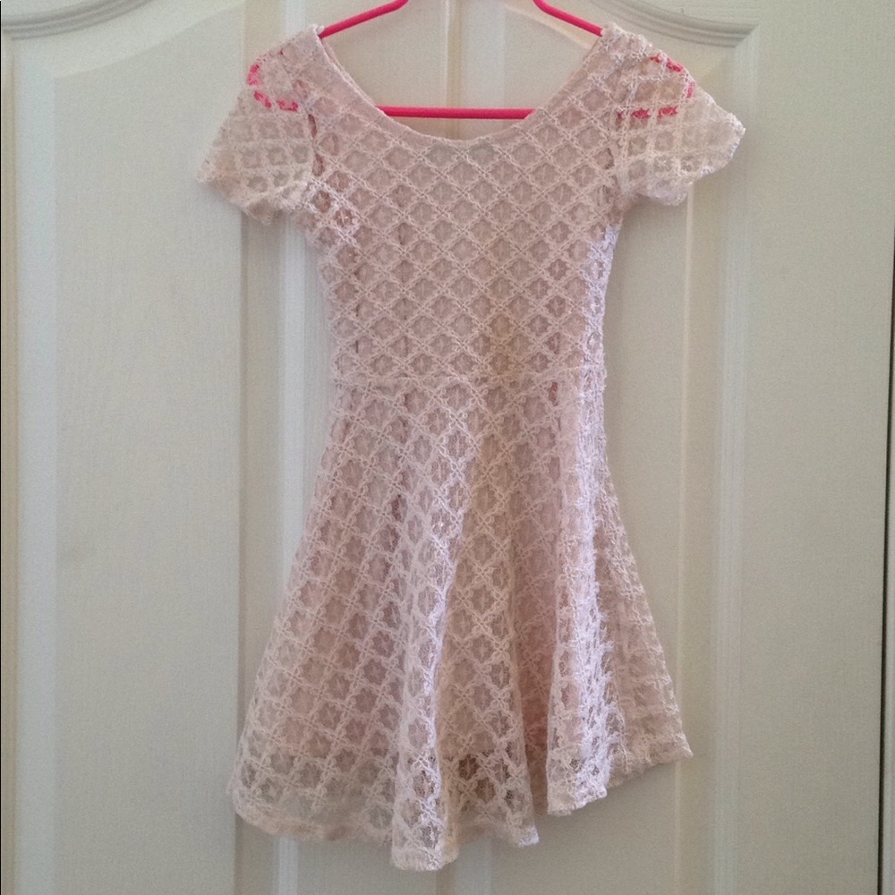 FINAL MARKDOWN Girl's P.inc Kids Sheer SS Lace Overlay Dress 4